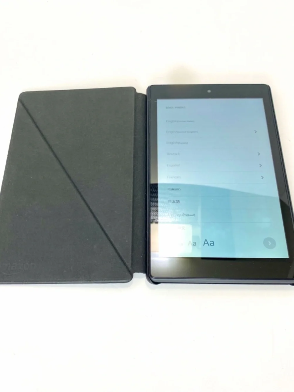 New Amazon Fire HD8 Folio Cover - Charcoal Grey Textured in Original Pkg